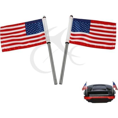 Motorcycle Pair King Flag Poles W/ Flag For Harley Tour Pack 2014-2017 Street Road Glide King FLHX