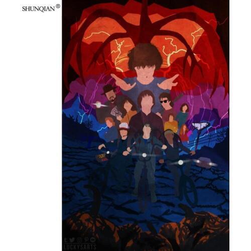 Stranger Things Poster Print Silk Fabric Print Poster Print Cloth Fabric Wall Poster Custom Satin Poster 40X60cm,50X75cm,60X90cm