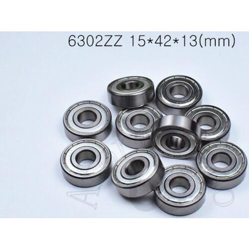6302ZZ 15*42*13(mm) 10Pieces bearing ABEC-5 6302 6302Z 6302ZZ chrome steel deep groove bearing