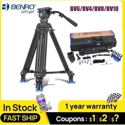 Benro BV6/BV4/BV8/BV10 tripod Series Camera Tripod Adjustable Damping Hydraulic PTZ Photography Professional Tripod