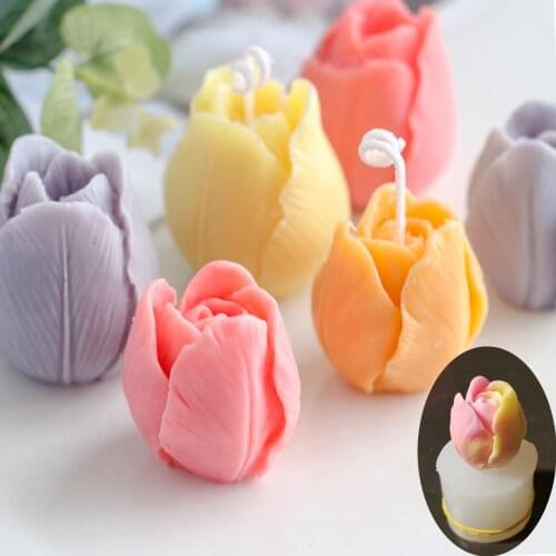 Aromatherapy Candle Silicone Mold 3D Tulip Candle Mold Handmade Soap Silicone Mould DIY Handicraft Resin Clay Plaster Wax Molds
