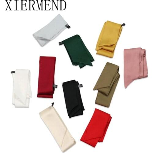 Temperament contracted small pure color scarf professional female spring autumn fashion scarves bag ribbon skinny scarf