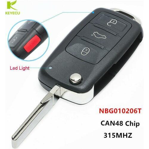 KEYECU Replacement Remote Flip Key fob 315MHZ for Volkswagen 2011-2017 NBG010206T-Models with Prox