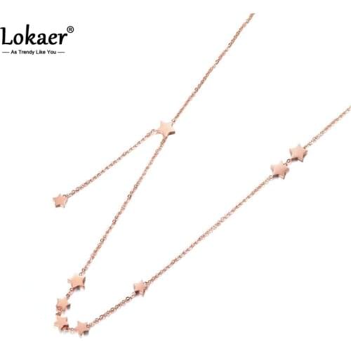 Lokaer Creative Simple Gypsophila Chain & Link Necklaces Jewelry Titanium Steel Chokers Necklace For Women Collier N18017