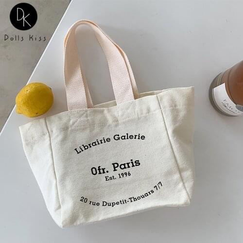 Women Canvas Handbag Ladies Paris Bookstore Peripheral Small Tote Bag Female Eco-Friendly Grocery Bag Girls Casual Mobile Purses
