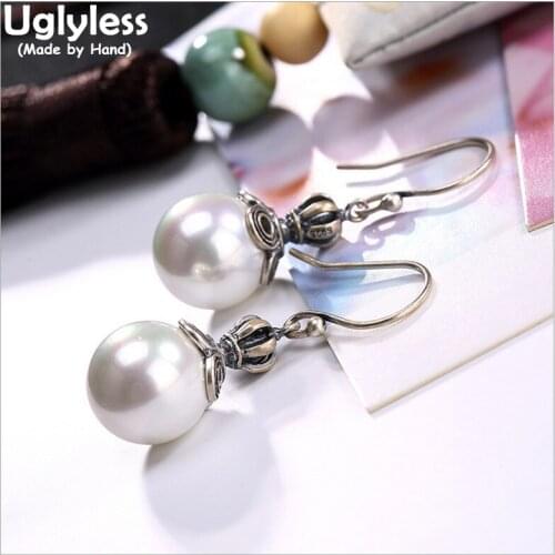 Uglyless Real 925 Sterling Silver Nature Chalcedony Balls Dangle Earrings Women Luxury Statement Brincos Bijoux Handmade Jewelry