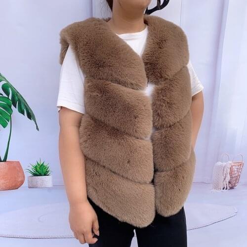 Fur gilet women faux fur fur jackets for women fluffy coat fox fur jackets 4 rows warm vest fur coats women clothing furry jacke