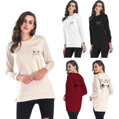 2020 Fall/Winter Womens Mid-Length Sweater Straight Sleeved Round Neck Cartoon Print Plus Velvet Casual Womens SweaterSuit