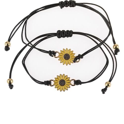 Women Bohemian Chrysanthemum Bracelet Sunflower Daisy Bracelets Sun Flower Girls Hand Jewelry Gifts Ladies Accessories
