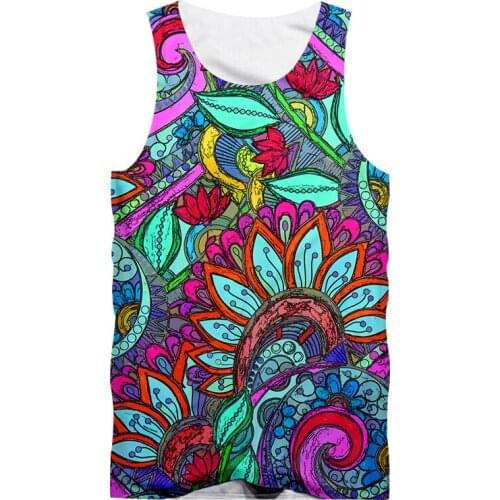 IFPD Summer Vest Leaves Floral Art Pattern 3D Printing New Men Women Leisure Comfort Streetwear Abstract Heat Relief Tank Top