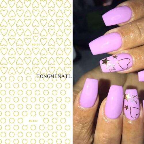 Gold Heart Metallic 3D Nail Art Decal Stickers Self-Adhesive Ultra Thin Wrap For Party/Bithday Gift Salon Nail Art Supplies 1PCS