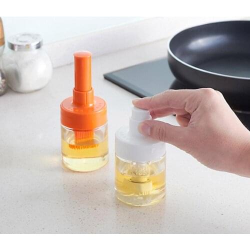 BBQ Oil Bottle with Brush Eco-friendly Heat Resistant Plastic Transparent Oil Brush Bottle Grill Oil Brushes for Home