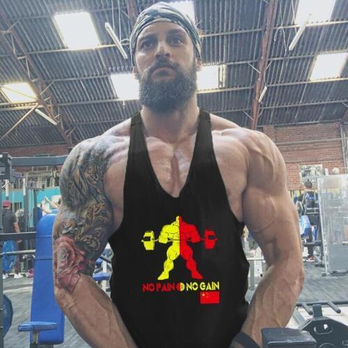 Brand clothing NO PAIN NO GAIN muscle tanks mens tank tops bodybuilding stringer workout sleeveless shirt fitness tanktop