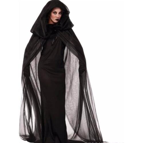 Fantasia Black Fallen Angel Costume Transparent Mesh Long Sleeve Irregular Hem Fancy Dress Dark Angel Halloween Costume new