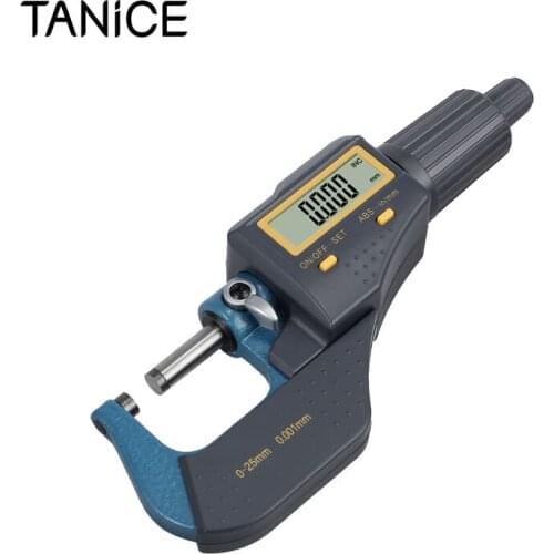 TANiCE 0-25mm Digital Electronic Micrometer With Large LCD Display 0.002mm 0.0001" Accuracy Professional Measuring Tools