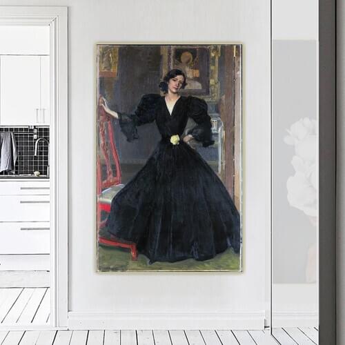 Citon Joaquin Sorolla《Clotilde Garcia del Castillo in Black》Canvas Oil Painting Decorative Picture Wall Decor Home Decoration