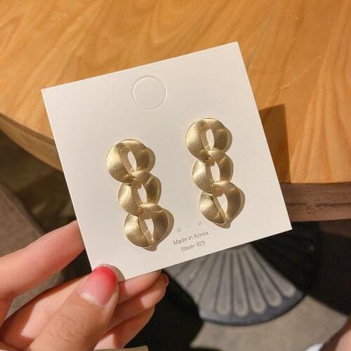 European and American metal geometric interlocking earrings net red exaggerated temperament earrings new personality earrings