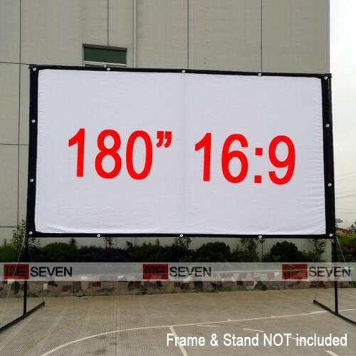 Hot Sell 180 inches 16:9 Portable Wall Mounted Matt White Canvas Folding Outdoor Projector Screen for HD Movie or Outdoor Movie