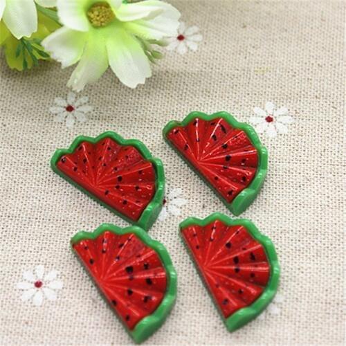 10pcs Kawaii Simulation Food Resin Watermelon Flatback Cabochon DIY Decorative Craft Scrapbooking Accessories,17*30mm