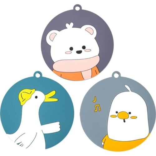 Creative Round Silicone Table Placemat Cartoon Bear Goose Chick Pattern Thicken Heat Insulation Non-Slip Bowl Pad Cup
