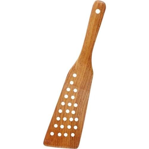 Kapmore 1pc Cooking Spatula Wooden Non-Stick 24 Holes Cooking Turner Kitchen Spurtle Kitchen Cooking Tools Accessories