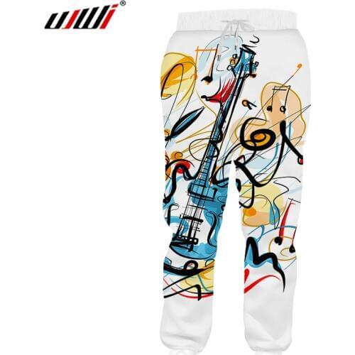 UJWI 3D Printed Guitar Mens Funny Graffiti Sweatpants 2019 New Trousers Elastic Waist Pants Dropship
