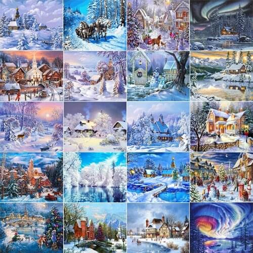 Diamond Painting Winter Diamond Embroidery Snow Scenery Needlework Full Square Landscape Mosaic Cross Stitch Wall Decor