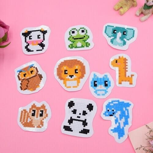 DIY 5D Round Diamond Painting Stickers Kits by Number for Kids Animals Crystal Rhinestone Diamond Paintings Handmade Arts Craft