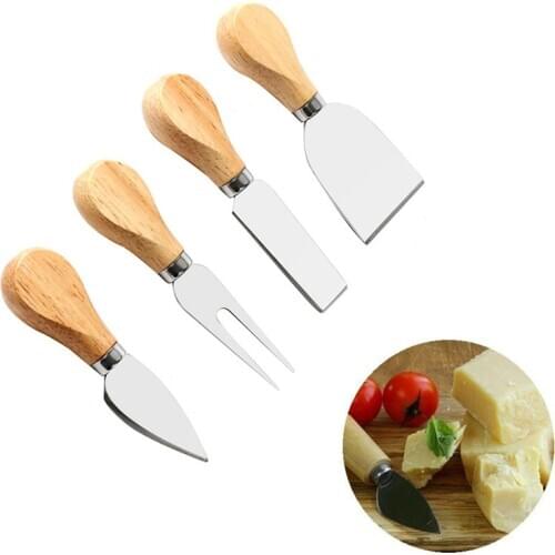 4pcs set Knives Bard Set Oak bamboo wood Handle Cheese Knife slicer Kit Kitchen Cooking Tools cheedse cutter Useful Accessories