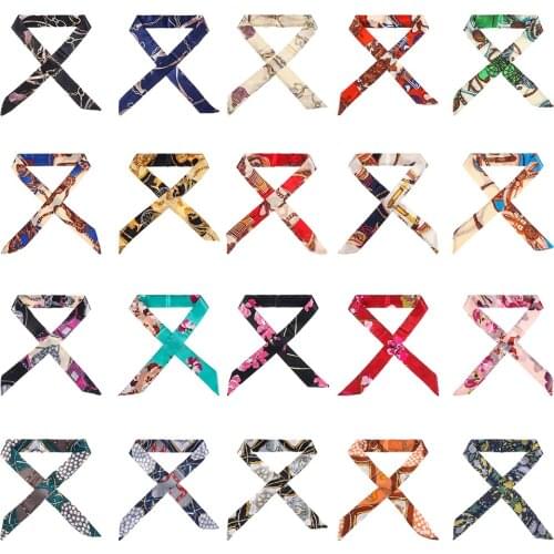 2020 New Small Silk Scarf Handbag Handle Long Ribbon Neck Scarf Ponytail Hair Tie Ladies Elastic Hair Bands Decor Accessories