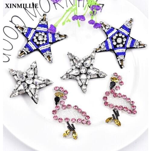 New 5pcs Glass Crystal Rhnestone Applique Beads Stars Patches Sew On Garment Shoes Hats DIY Accessories
