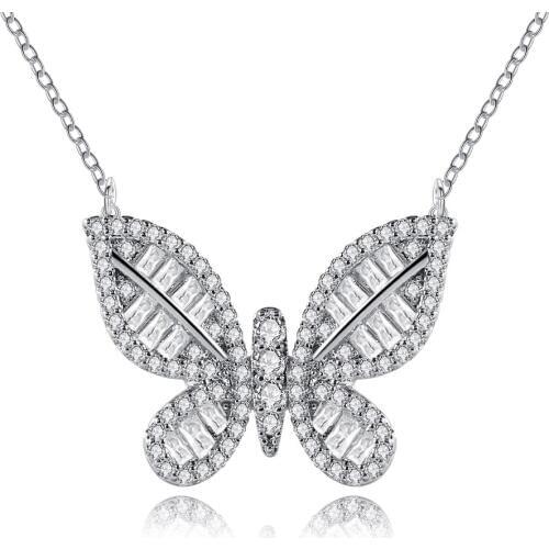 Simple Classic Charm Animal Necklace Silver Micro-set Zircon Butterfly Necklace Ladies Necklace Birthday Gift For Girlfriend