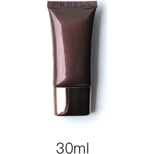 Flat Style 30ml Empty Cosmetic Container Brown Makeup BB Cream Lotion Packaging Bottle Plastic 30g Soft Tube Free Shipping