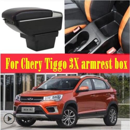 For Chery Tiggo 3X armrest box central Store content box with cup holder ashtray decoration With USB interface