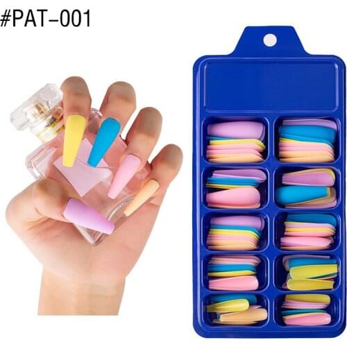 Recuerdame Mixed 5Colors Matte Fake Nail Art Tips Long Ballerina Coffin Nails ABS Full Cover Manicure Detachable Press on Nails