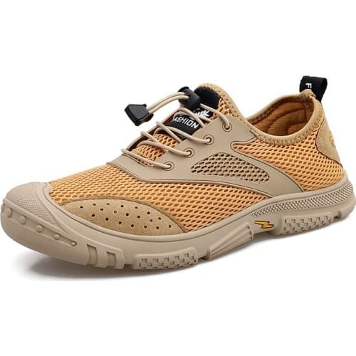 Mesh Elastic Band Men Casual Shoes Sneakers Soft Mens Shoes Outdoor Hiking Shoes Summer Trekking Shoes Man Plus Size Climbing