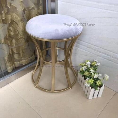 Modern Minimalist Iron Art Net Red Ins Makeup Stool Bedroom Golden Dressing Stool Small Round Stool Fitting Room Girl Stool