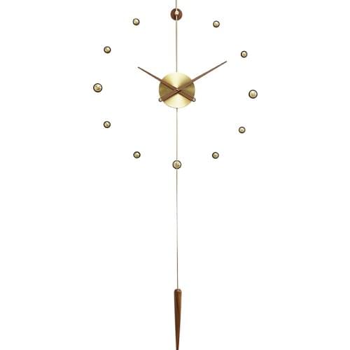 Creative Spain 3d Wall Clock Gold Metal Walnut Wood Pendulum Clock Living Room Art Watch Home Luxury Diy Clocks Home Decor Gfit