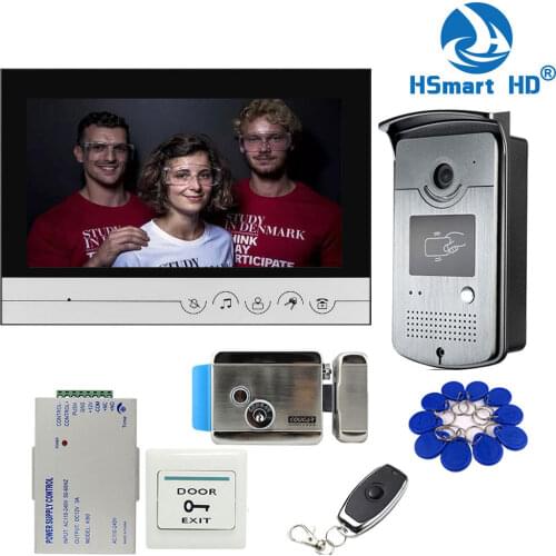 New Wired 9 inch Video Door Phone Intercom Entry System 1 Monitor + 1 RFID Access IR 700TVL Camera + Electric Control Door Lock