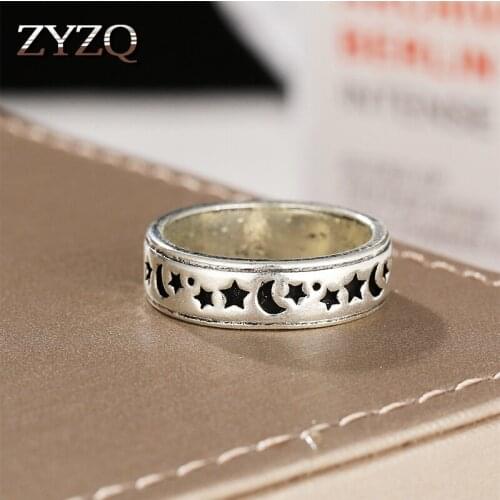 ZYZQ Romantic Moon Ring For Women Girl Vintage Personality Geometry Star Finger Rings Christmas Gift Jewelry Accessories