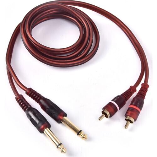 1pc 1.5M Cable, Dual RCA Male to Dual 6.35mm 1/4 inch Male Mixer Audio Cable