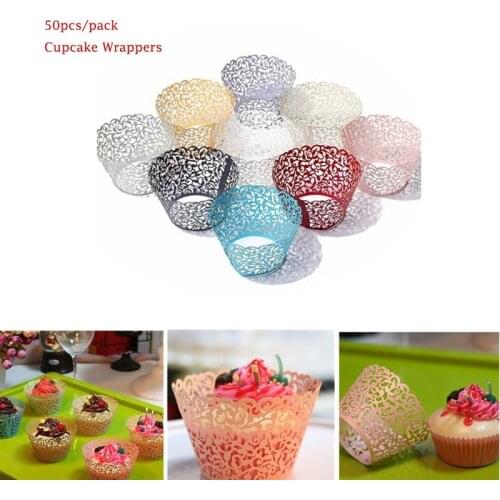 10pcs Little Vine Lace Laser Cut Cupcake Wrapper Liner Wedding Birthday Party Baby Shower Handmade Cake Decoration A3