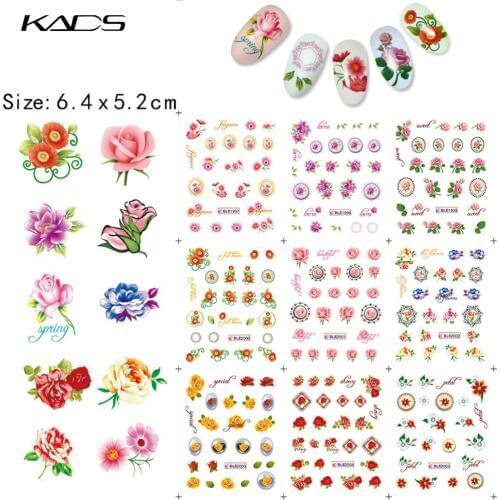 11sheet/SET Beautiful Flowers nail art sticker decals serie accessories nail art water transfer nail stickers for sticker decal