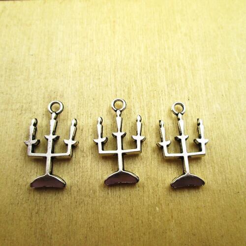 20pcs--24 x14mm Spooky CANDELABRA Haunted House Candlestick Charms pendant DIY necklace/ bracelets charms antique silver tone