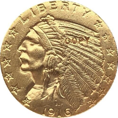 24-K gold plated 1916-S $5 GOLD Indian Half Eagle Coin Copy