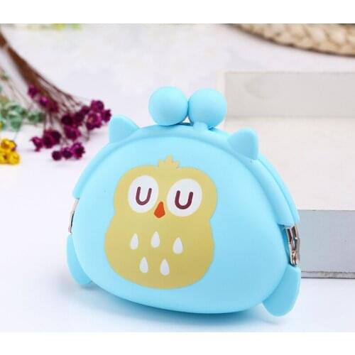 30PCS / LOT Cute Owl Silicone Coin Bag Candy Color Wallet Female Change Bag Key Pouch Portable Coin Purse