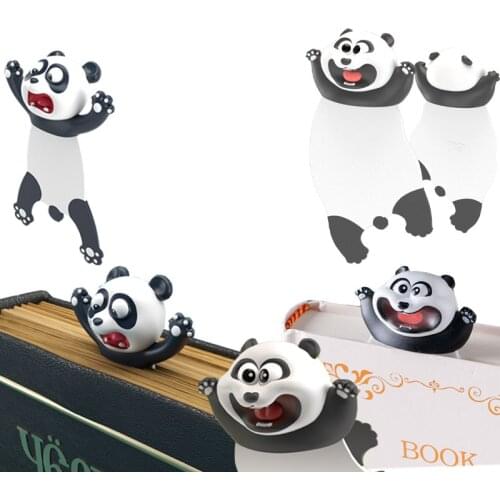 Cute Panda And Shiba Inu PVC Material Funny Bookmarks 3D Stereo Cartoon Bookmark Message base creative note desktop decoration
