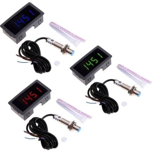 4 Digital LED Tachometer RPM Speed Meter+Proximity Switch Sensor NPN 12V 9999RPM