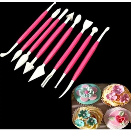 8 Pcs/Set New Cookie Cutters Flower Plunger Cutter Sugar Craft DIY Fondant Cake Mold Decorating Tools Mini Cream Modelling Pen
