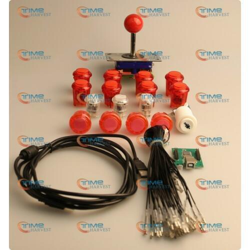 Arcade parts Bundles kit With Joystick,+5V LED button,Microswitch,USB adapter,wires to build up Game Fighting Stick by yourself